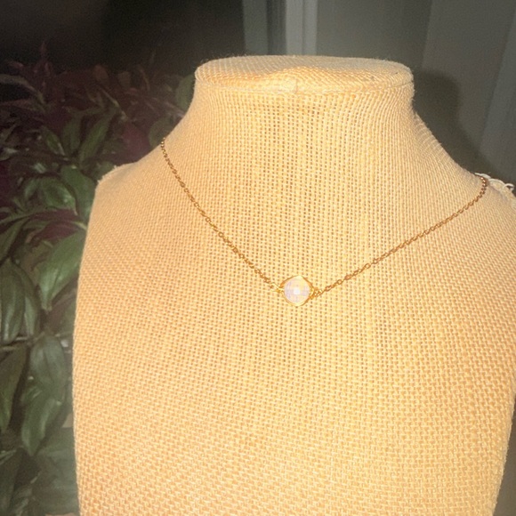 In show Elegant Gold Necklace with opalite Accent - Picture 2 of 3